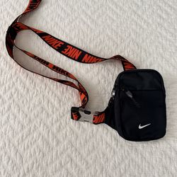 Nike Black Crossbody Pouch with Branded Orange Strap