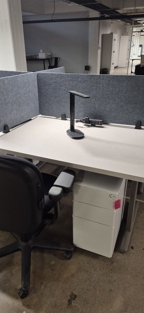 Office Desk,Filing Cabinet,dividers, Lamp, Outlet