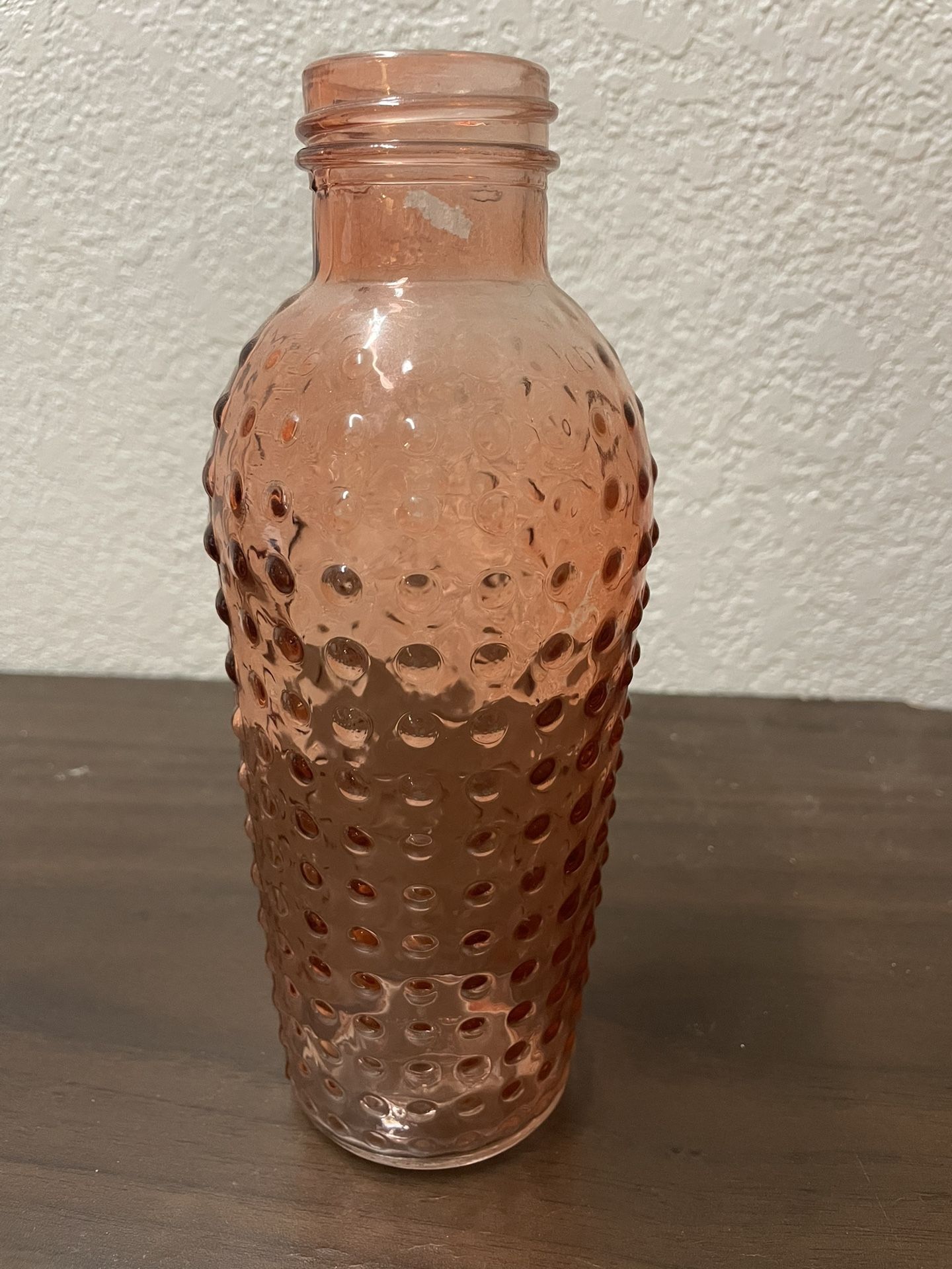 Vintage 1970's Dps Lardots Glass Hobnail Bubble Bottle Pink 8"