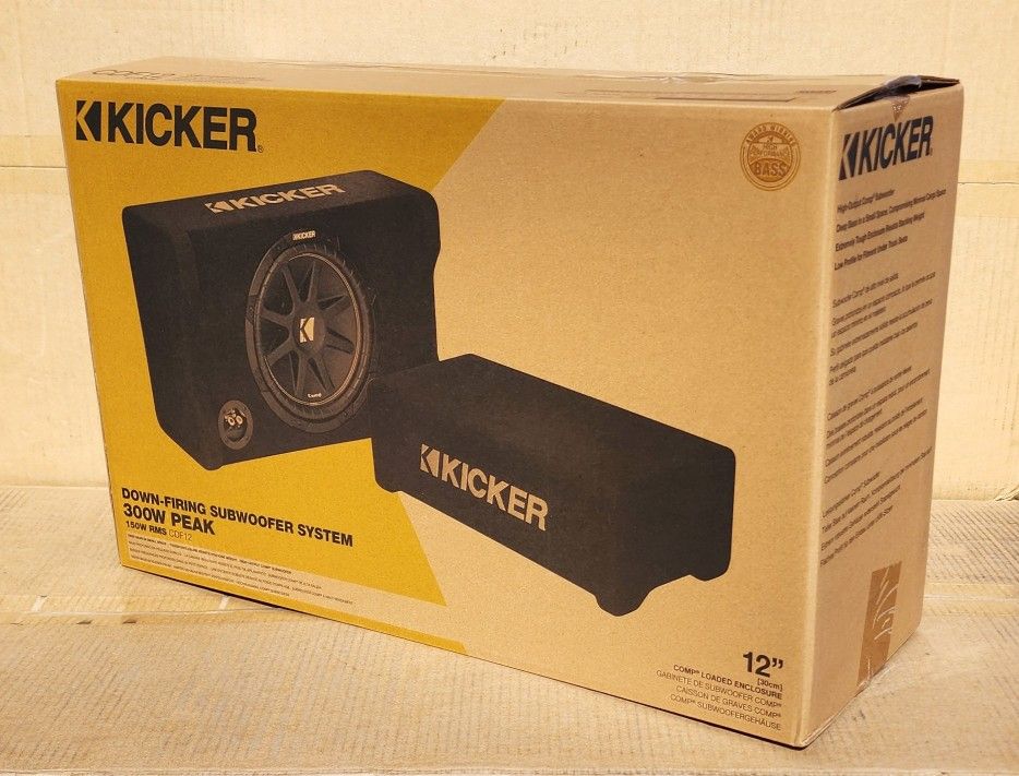 Kicker 48CDF124 Comp Series 12" 4-Ohm Subwoofer C12 Bass Speaker 300 Watts Sealed Downward Enclosure 🚨 Payment Options Available 🚨 No Credit Needed 