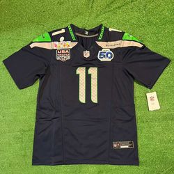 Seattle Seahawks Jaxson Smith-Njigba Super Bowl Blue 60 Jersey