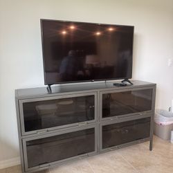 Metal, Gray Entertainment Stand - Model Home Furniture 