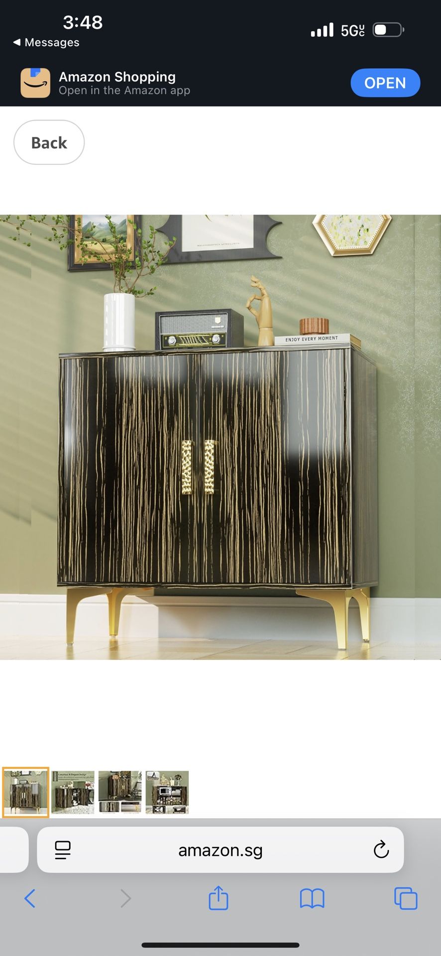 Buffet Cabinet with Storage, Storage Cabinet with Doors and Adjustable Shelf, Accent Cabinet with High-gloss Surface, Sideboard Cabinet for Kitchen Li