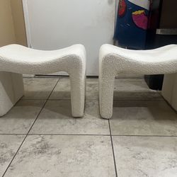 2 Set Modern Boucle Ottoman/vanity Stool Chair