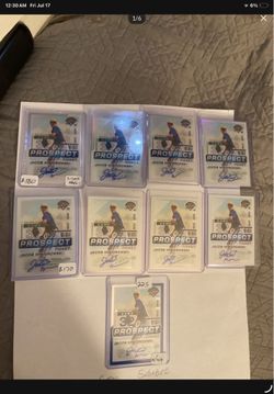 Jacob Misiorowski Rookie Autograph card lot. 9 autos. 4 base , 4 silver holos and 1 blue numbered out of 149. Hottest player