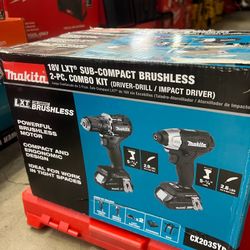 Makita 18V LXT Sub-Compact Lithium-Ion Brushless Cordless 2-piece Combo Kit (Driver-Drill/Impact Driver) 1.5Ah.