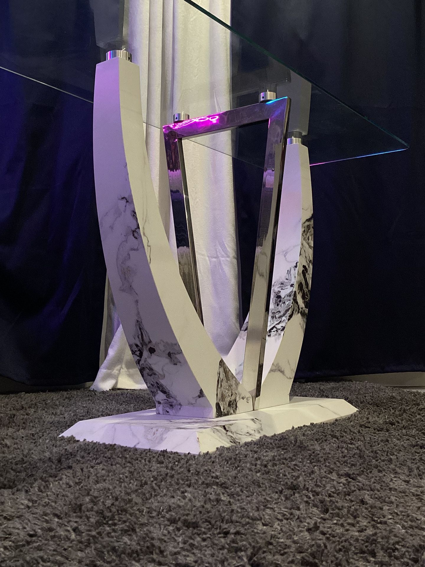 Modern Glass & Marble Accent Table