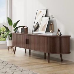 69" TV Stand with Power Outlet for TVs up to 80", Walnut 