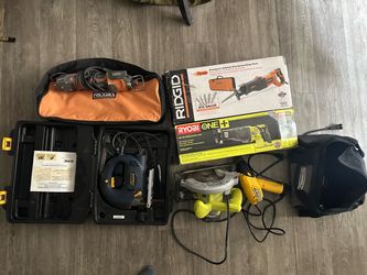 Mixed Power Tool Lot – Ridgid, Ryobi, GMC, Rockwell