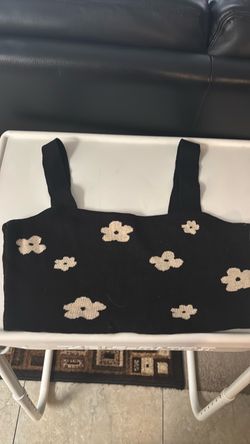 Black blouse with flowers size small
