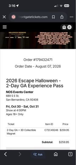 Escape Halloween 2-Day GA Pass
