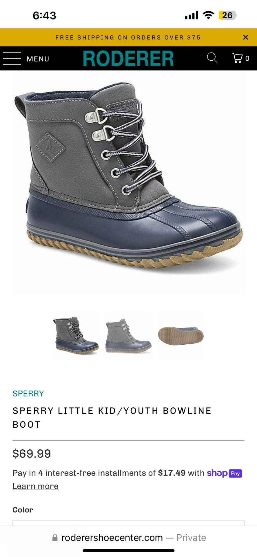 SPERRY YOUTH BOWLINE BOOT