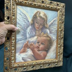 Framed Baby/angel Print 