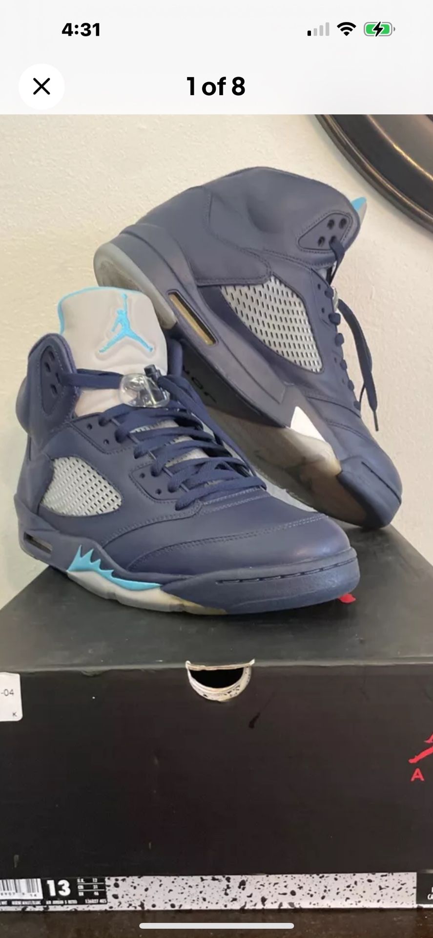 Size 13 - Air Jordan 5 Retro Pre-Grape  VNDS Condition With Box