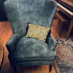 Blue Velvet Wingback Chair