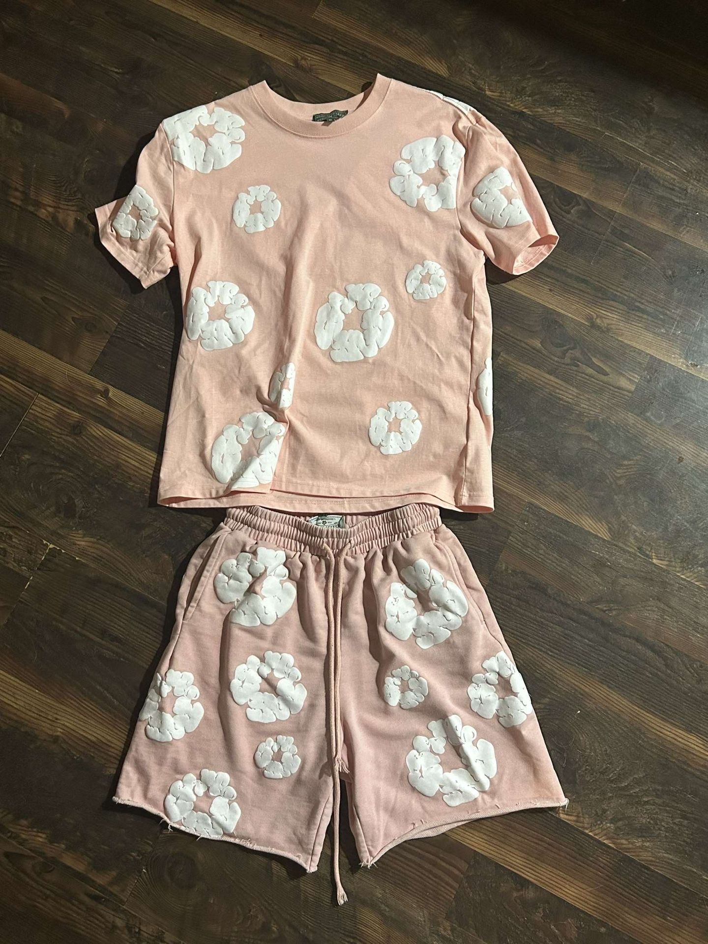 DENIM TEARS THE COTTON WREATH PINK SHIRT/SHORTS (2-PIECE)