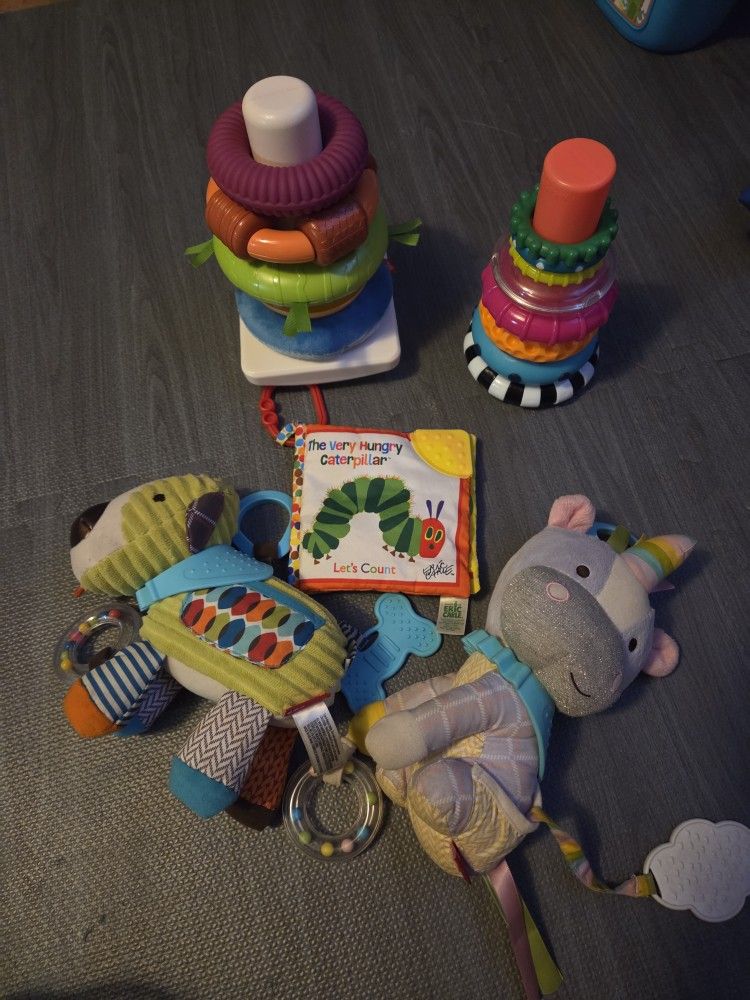 Baby toys
Skip hop toys, stacking toys and very hungry caterpillar crinkle book