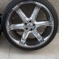 Set of 4 Chrome Rims with Tires (265/35ZR22 102W)