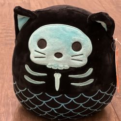 Squishmallow 8” Sheikla the Mermaid Cat Skeleton, 2022 Halloween, BNWT,