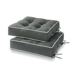 HARBOREST Tufted Outdoor Chair Cushions Set of 2 – Grey, 17"x17"x5"
