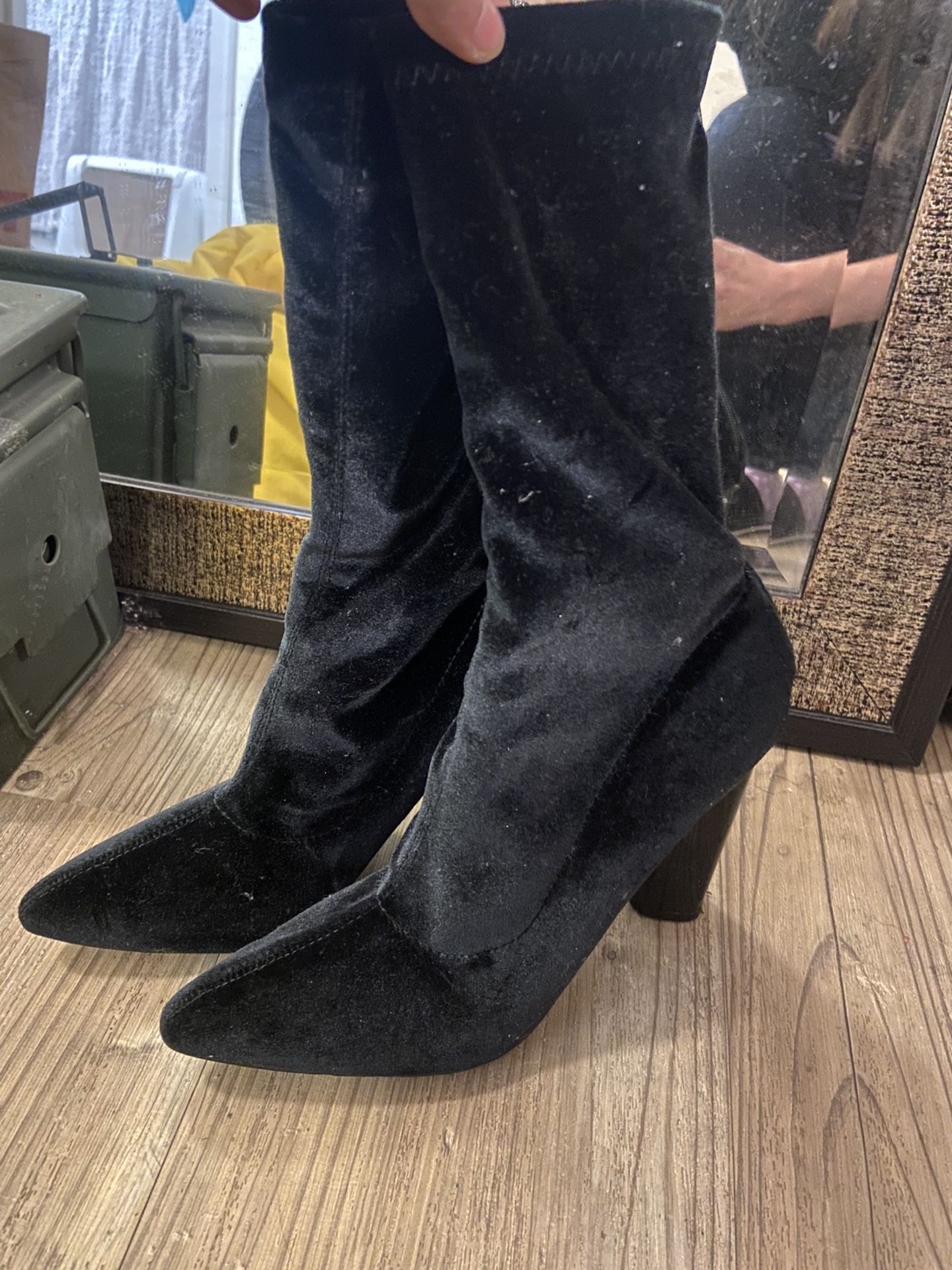 Black Velvet Booties 