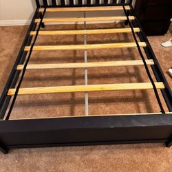 2 Matching Navy Blue Wooden Full Size Bed Frames