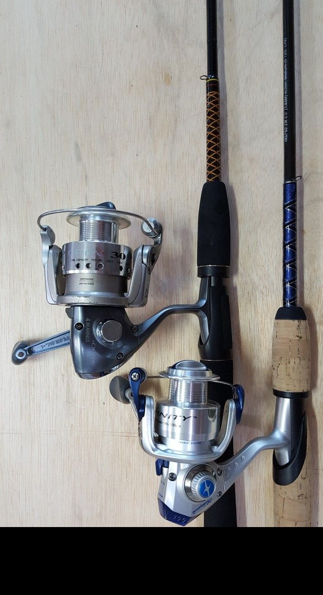 Two Shakespeare fishing poles with open face reels for Sale in Lemont, IL -  OfferUp