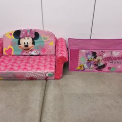 Minnie Mouse 2-in-1 Flip Open Foam Sofa and Foldable Toy Basket