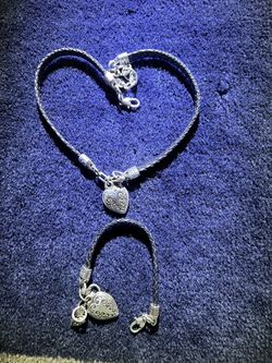 Brighton Silver Necklace And Matching Bracelet