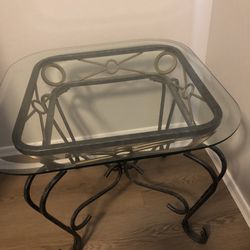 Pair Of End Tables Beveled Glass and Metal, Beautiful!
