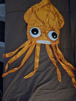 Squid Hat Shiny Orange With Large Eyes