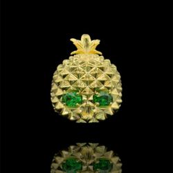 10kt Gold Pineapple Skull Ring 