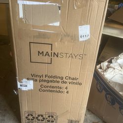 Mainstays Vinyl Folding Chair, 4 Pack, Black