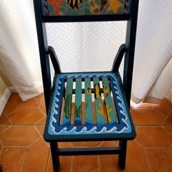 Hand Painted Folding Chair Sea Life Fish
