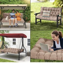 Porch Swing Cushions Bench Cushion 60 inch, Waterproof Glider Cushion for Outdoor Furniture with Backrest, 3 Seater Thickened Swing Cushions for Patio