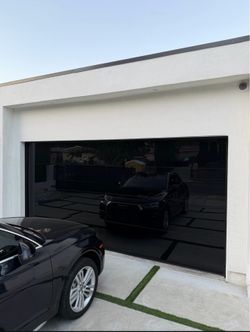 Frameless Glass Garage Door 16x8 ( Black Glass ) EXCELLENT CONDITION LIKE NEW