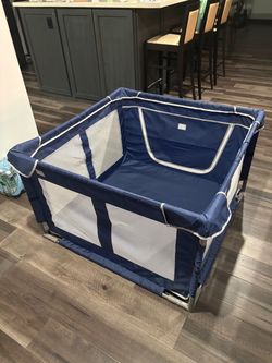 Blue Dog Playpen with Mesh Sides