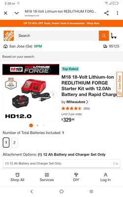 Milwaukee M18 12.0 Battery And Fast Charger 