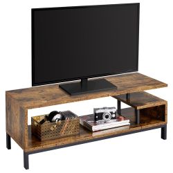 Wood TV Stand Cabinet with Metal Supports