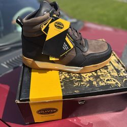 Brown/Black Leather/Fabric Work Boots