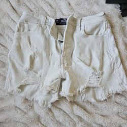 Hollister High Rise White Jean Shorts Size 00