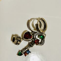 Key And Heart Silver Earrings 