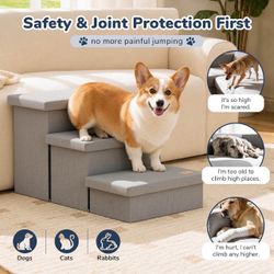 3-Step Dog Stairs with Storage 18" H