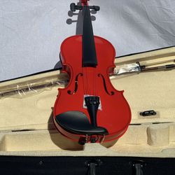 Red Full Sized Violin 4/4 Acoustic Violin