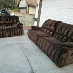 Free Delivery ✅️  Soft & Plush Cocoa Brown Recliner Sofa Couch With Recliner Loveseat Set 