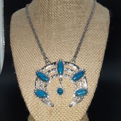Beautiful Squash Blossom Turquoise Necklace