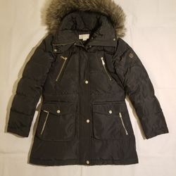 Michael Kors - Down Green Jacket w/belt Puffer Faux Fur Removable Hood Women