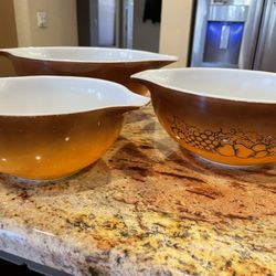 Vintage Pyrex Old Orchard Mixing Bowls