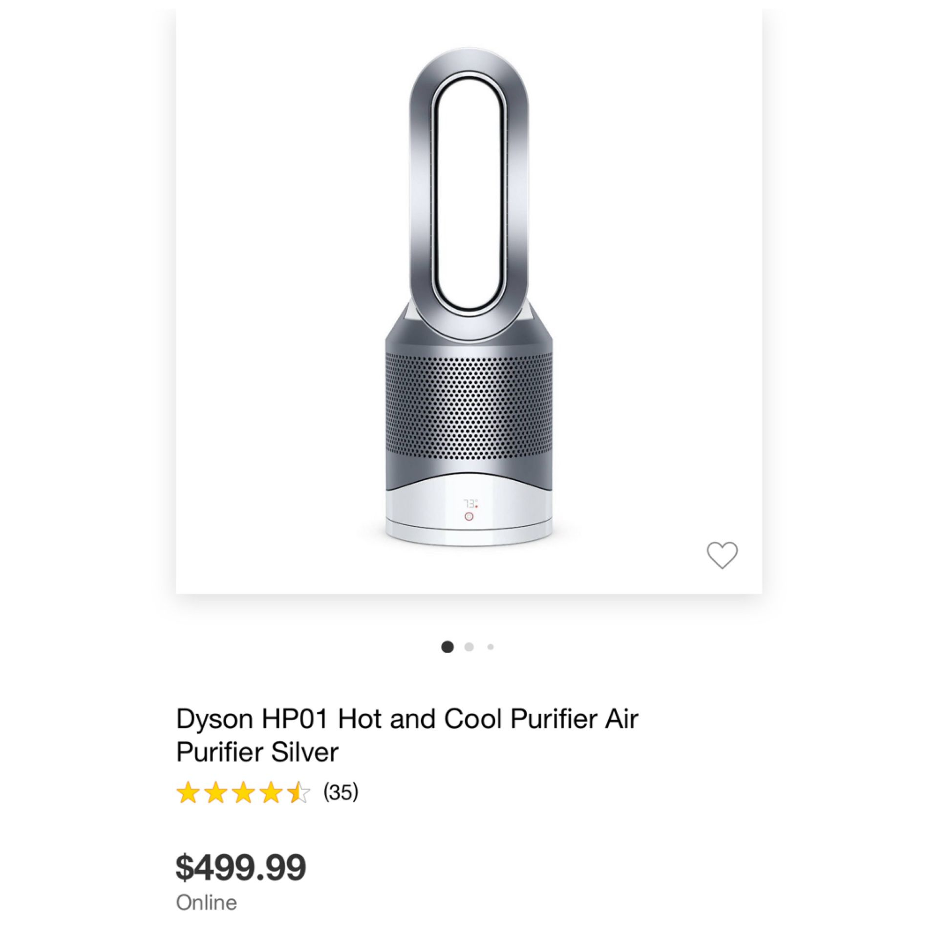 Dyson Pure Hot and Cool Air Purifier, Portable AC Cold, Heater Fan. Remote Control, HEPA Filter. White Silver