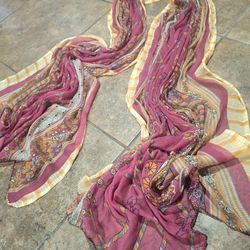 Vintage Pink Sheer Shawl Wrap Scarf